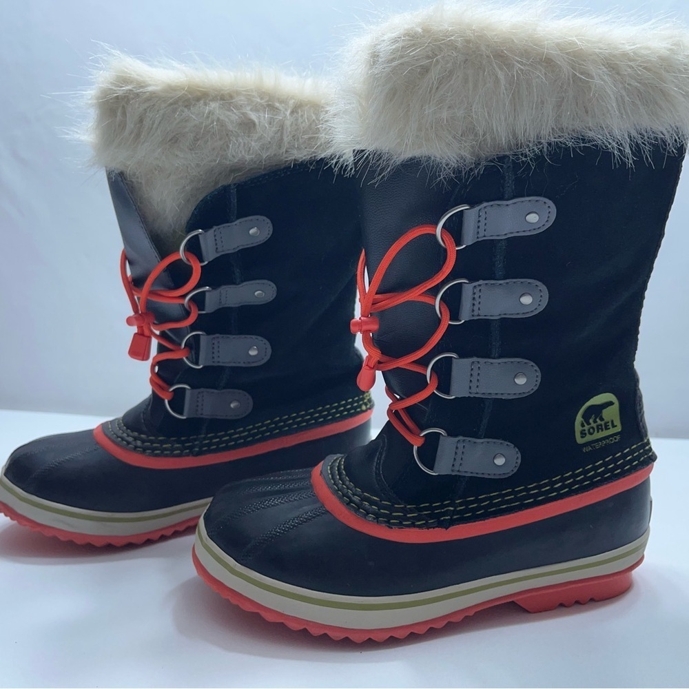 Sorel Waterproof Snow Boots Womens Size 5 Black Red Joan Of Arctic Warm Lined